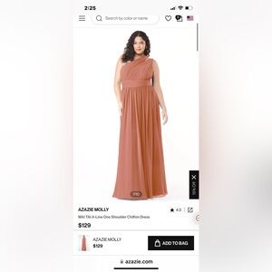 Azazie Chiffon Molly Dress - Bridesmaid / Formal - Mai Tai Orange - One Shoulder